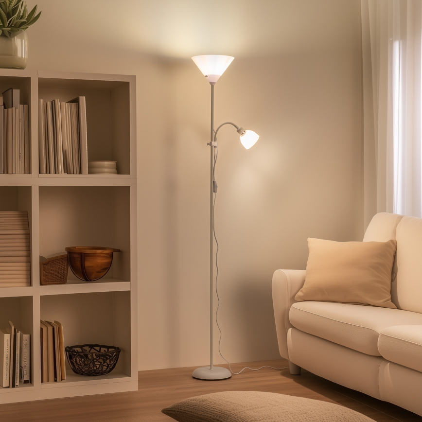 Brilagi - Stoječa svetilka ARIANA 1xE27/100W/230V + 1xE14/25W bela