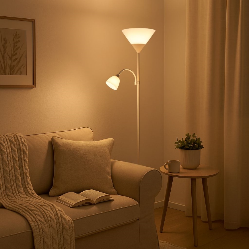 Brilagi - Stoječa svetilka ARIANA 1xE27/100W/230V + 1xE14/25W bela