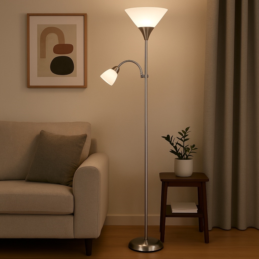 Brilagi - Stoječa svetilka ARIANA 1xE27/100W/230V + 1xE14/25W matni krom