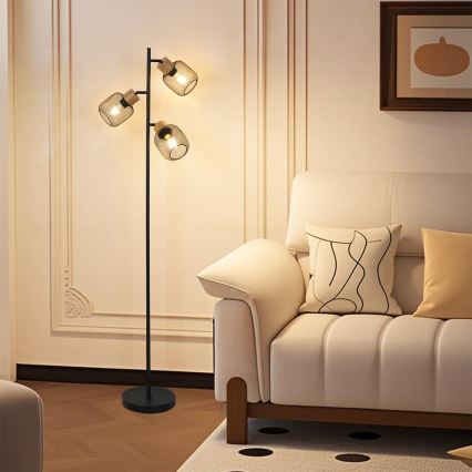 Brilagi - Stoječa svetilka BASKLITE 3xE27/15W/230V kavčukovec/črna