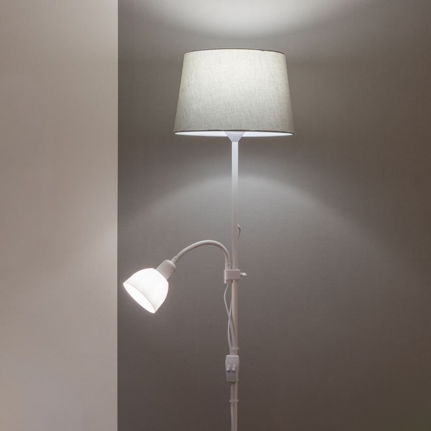 Brilagi - Stoječa svetilka CERIA 1xE27/100W/230V + 1xE14/25W bela/siva