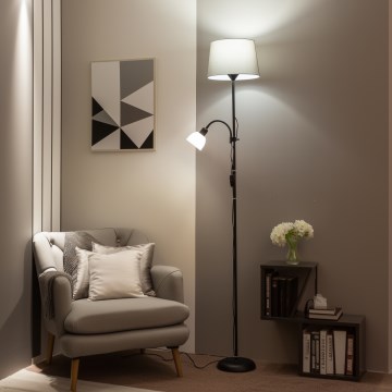 Brilagi - Stoječa svetilka CERIA 1xE27/100W/230V + 1xE14/25W črna/siva