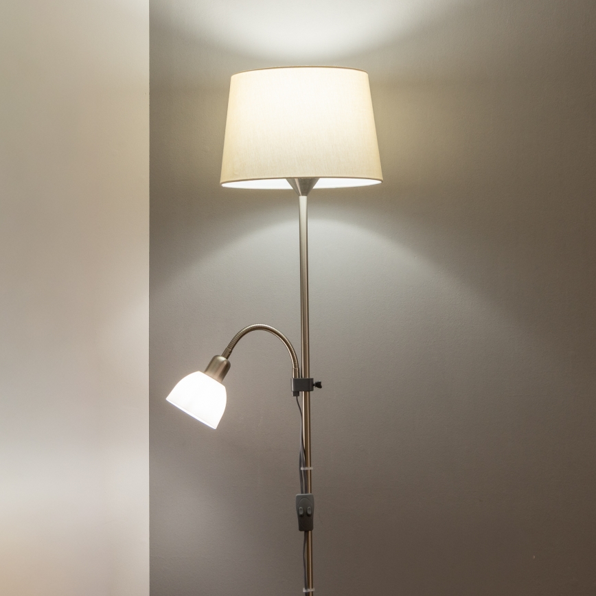 Brilagi - Stoječa svetilka CERIA 1xE27/100W/230V + 1xE14/25W matni krom/bežna