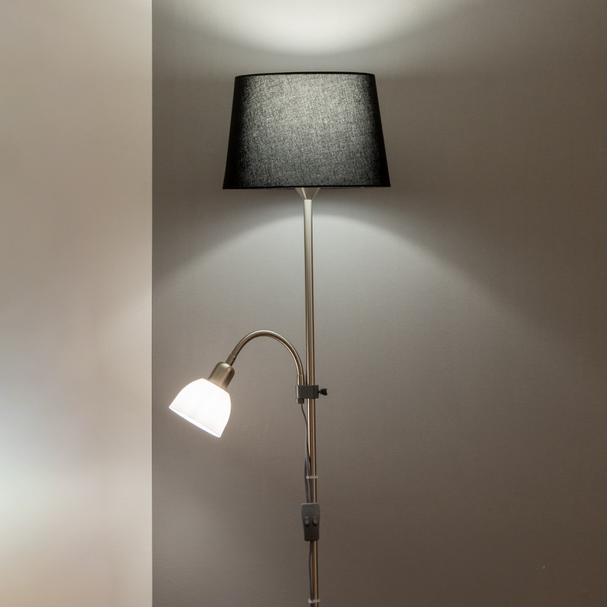 Brilagi - Stoječa svetilka CERIA 1xE27/100W/230V + 1xE14/25W matni krom/črna
