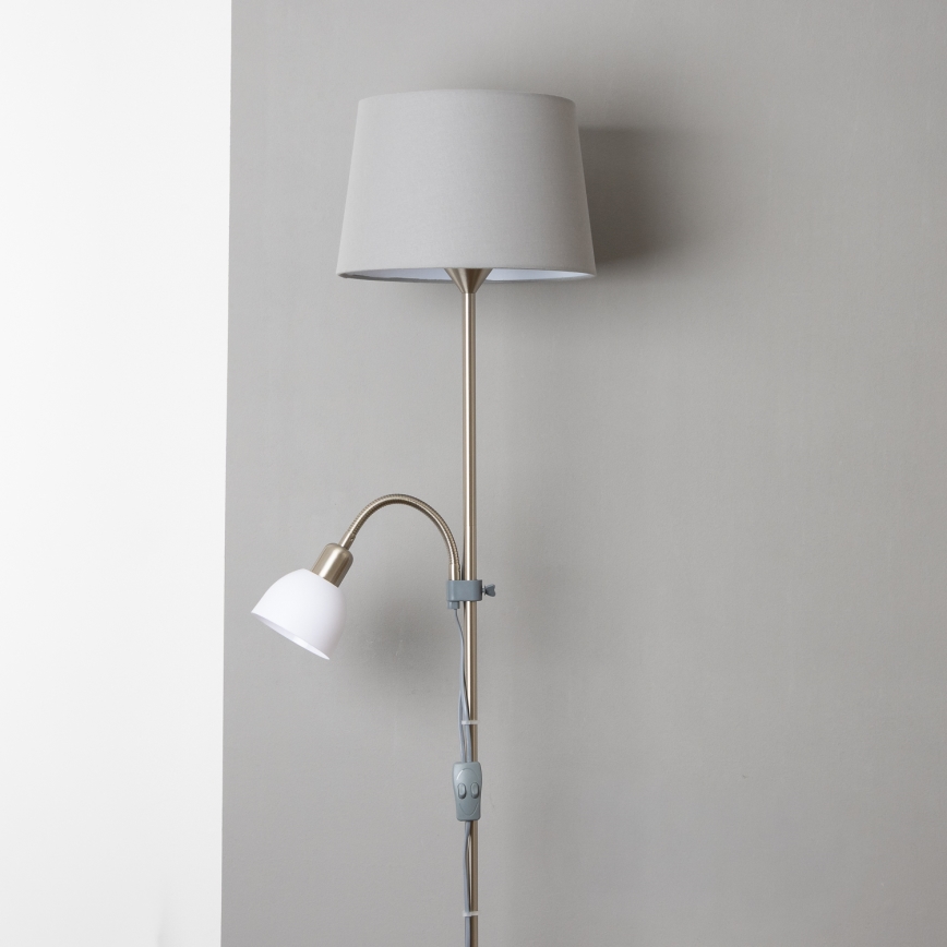 Brilagi - Stoječa svetilka CERIA 1xE27/100W/230V + 1xE14/25W matni krom/siva