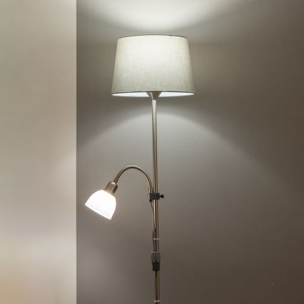 Brilagi - Stoječa svetilka CERIA 1xE27/100W/230V + 1xE14/25W matni krom/siva