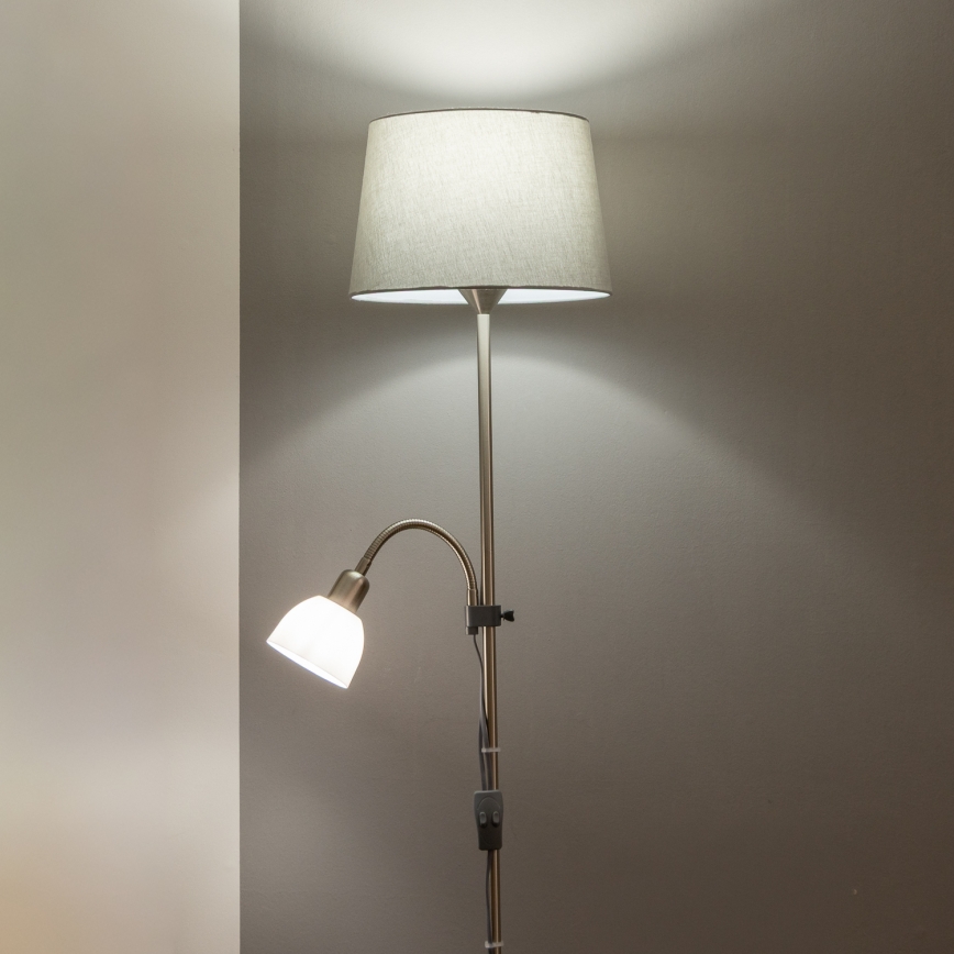Brilagi - Stoječa svetilka CERIA 1xE27/100W/230V + 1xE14/25W matni krom/siva