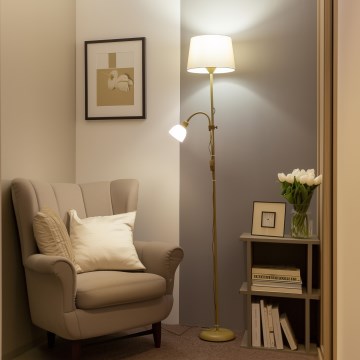 Brilagi - Stoječa svetilka CERIA 1xE27/100W/230V + 1xE14/25W zlata/bež