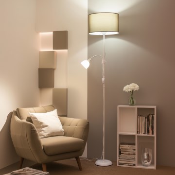 Brilagi - Stoječa svetilka CERIA 2v1 1xE27/100W/230V + 1xE14/25W bela/rjava