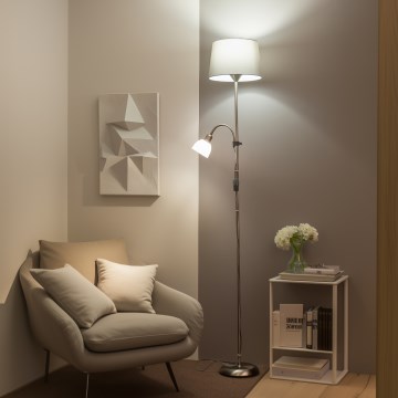 Brilagi - Stoječa svetilka CERIA 2v1 1xE27/100W/230V + 1xE14/25W mat krom/siva