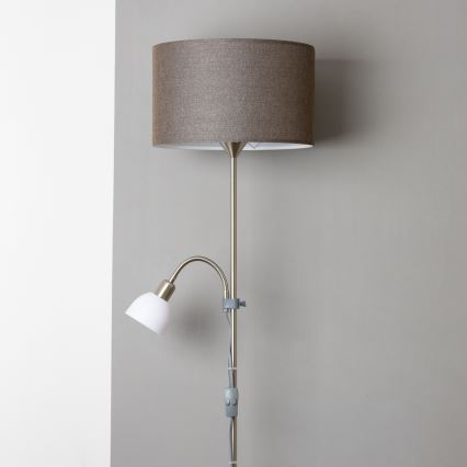 Brilagi - Stoječa svetilka CERIA 2v1 1xE27/100W/230V + 1xE14/25W matni krom/rjava