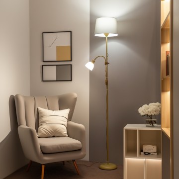 Brilagi - Stoječa svetilka CERIA 2v1 1xE27/100W/230V + 1xE14/25W zlata/siva