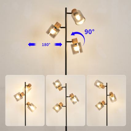 Brilagi - Stoječa svetilka HYGGE 3xE14/15W/230V kaučukovec/dimna