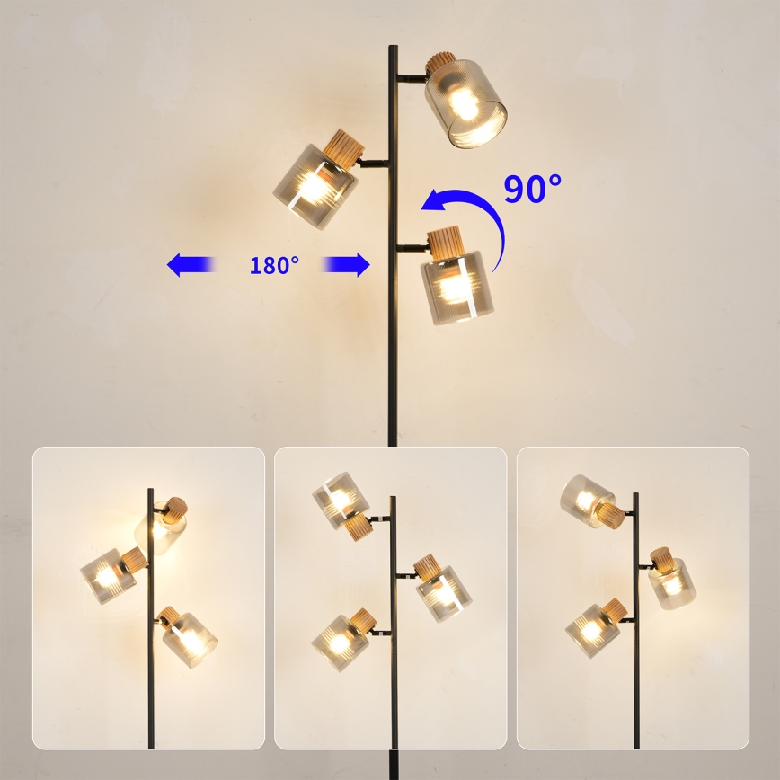 Brilagi - Stoječa svetilka HYGGE 3xE14/15W/230V les/dimna