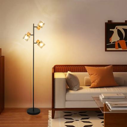 Brilagi - Stoječa svetilka HYGGE 3xE14/15W/230V les/dimna