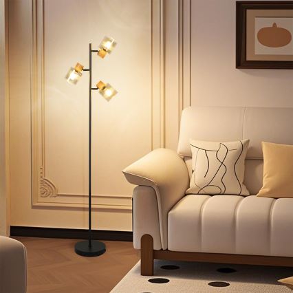 Brilagi - Stoječa svetilka HYGGE 3xE14/15W/230V les/dimna