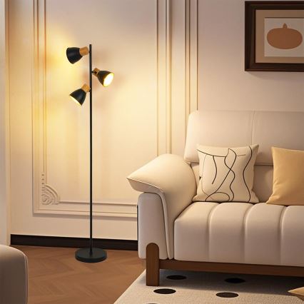 Brilagi - Stoječa svetilka ODENSE 3xE14/10W/230V, kavčukov les/črna