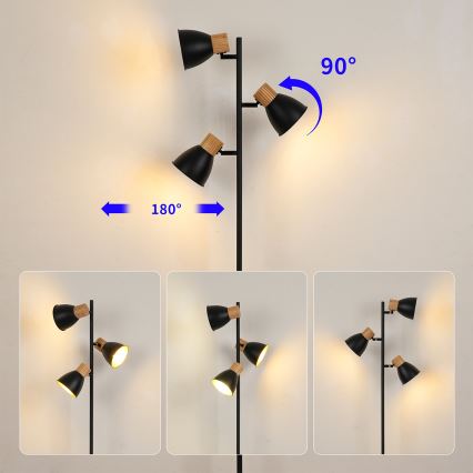 Brilagi - Stoječa svetilka ODENSE 3xE14/10W/230V les/črna