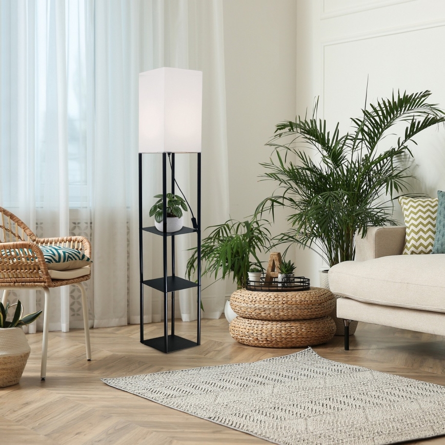 Brilagi - Stoječa svetilka s policami GRADUS 1xE27/40W/230V 150 cm črna/bela