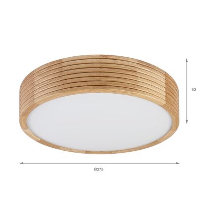 Brilagi - stropna LED svetilka CARVALHO MODERN 2xE27/60W/230V, Ø 37,5 cm, hrast