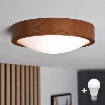 Brilagi - stropna LED svetilka CARVALHO SLIM 1xE27/15W/230V hrast/češnja, premer 27 cm