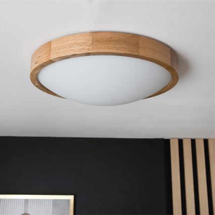 Brilagi - Stropna LED svetilka CARVALHO SLIM 2xE27/15W/230V hrast Ø 37 cm