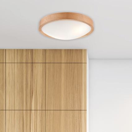 Brilagi - Stropna LED svetilka CARVALHO SLIM 2xE27/15W/230V hrast Ø 37 cm