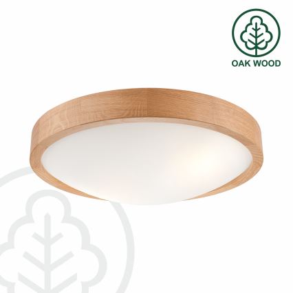 Brilagi - Stropna LED svetilka CARVALHO SLIM 2xE27/15W/230V hrast Ø 37 cm