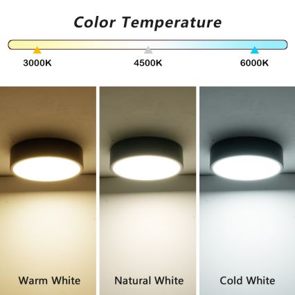 Brilagi - stropna LED svetilka POOL, 18 W, 230 V, 3000/4000/6000 K, Ø 20 cm, črna