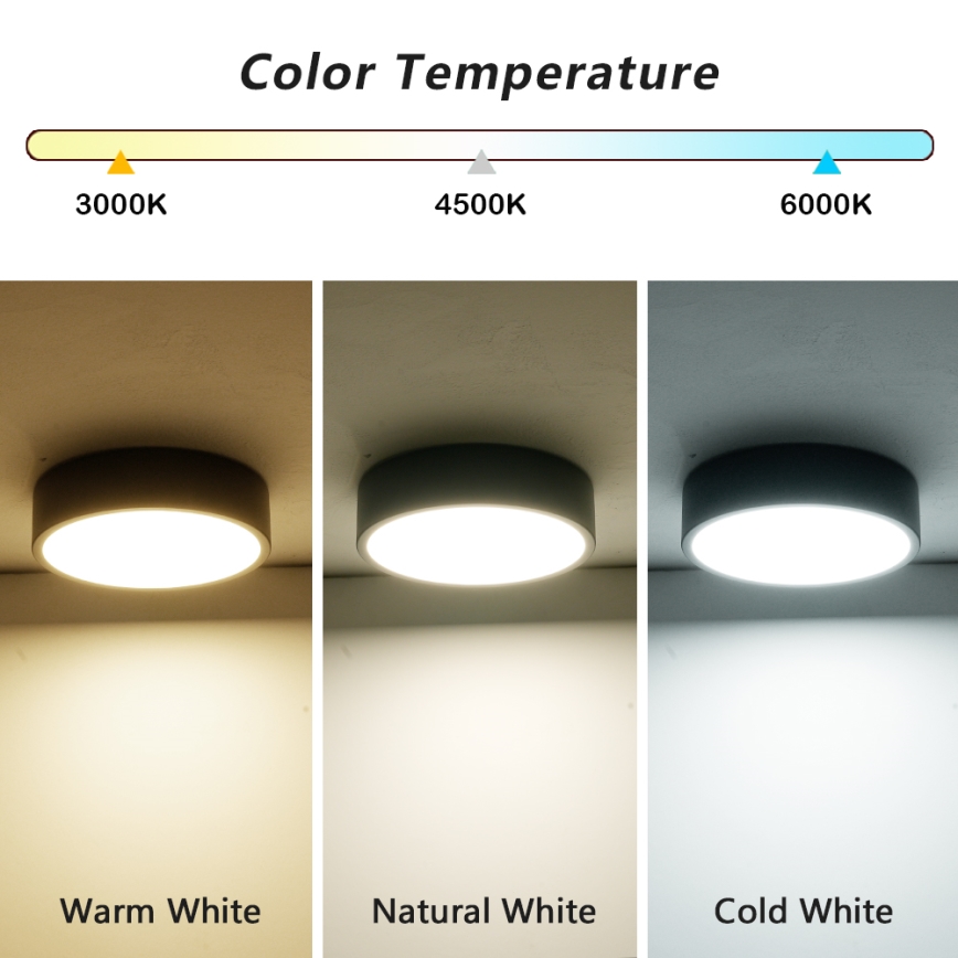 Brilagi - stropna LED svetilka POOL, 18 W, 230 V, 3000/4000/6000 K, Ø 20 cm, črna