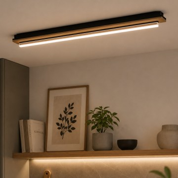 Brilagi - stropna LED svetilka WOODY FLAT LED/25W/230V 118 cm hrast/črna