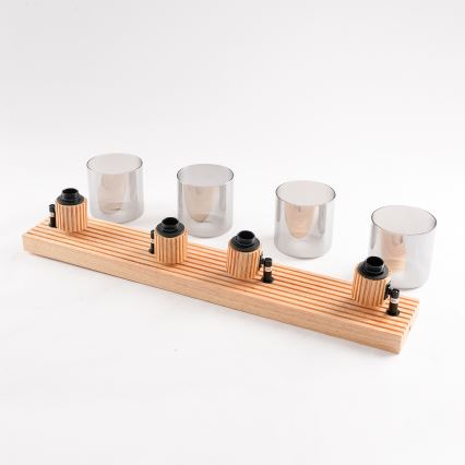 Brilagi - Stropna smerna svetilka HYGGE 4xE14/15W/230V les/dimna