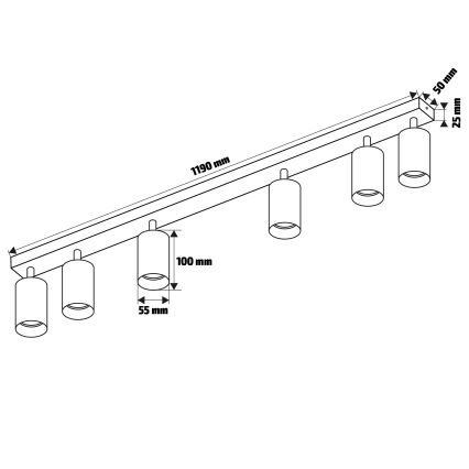 Brilagi - Stropna smerna svetilka SELE 6xGU10/30W/230V bela/dekor hrasta