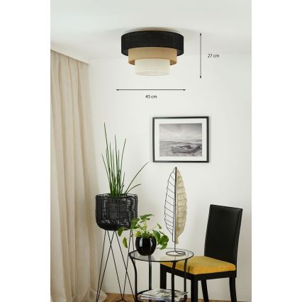 Brilagi - Stropna svetilka ASPEN LUNETA 1xE27/15W/230V pr. 45 cm črna/bež/krem barva