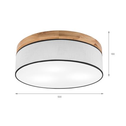 Brilagi - Stropna svetilka BELLADONNA 3xE27/15W/230V pr. 50 cm bela/hrast
