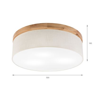 Brilagi - Stropna svetilka BELLADONNA 3xE27/15W/230V pr. 50 cm krem barva/hrast