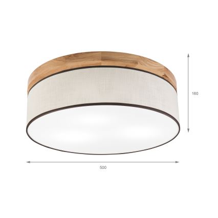Brilagi - Stropna svetilka BELLADONNA 3xE27/15W/230V pr. 50 cm krem barva/hrast