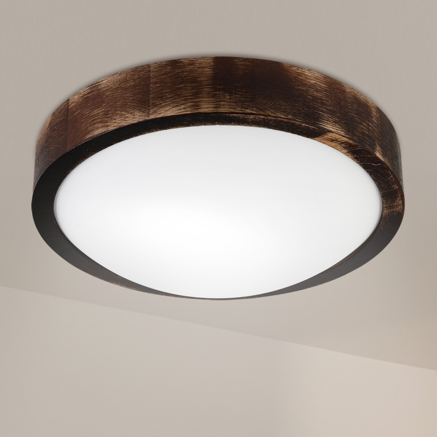 Brilagi - Stropna svetilka CARVALHO SLIM SMOKEY 1xE27/60W/230V, hrast, premer 27,5 cm