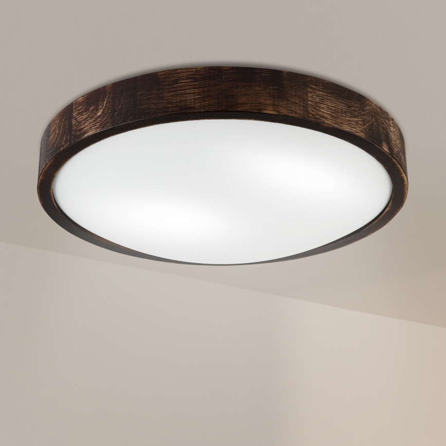 Brilagi - Stropna svetilka CARVALHO SLIM SMOKEY 2xE27/60W/230V hrast premer 37,5 cm
