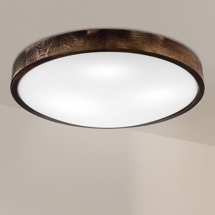 Brilagi - Stropna svetilka CARVALHO SLIM SMOKEY 3xE27/60W/230V, hrast, premer 47,5 cm