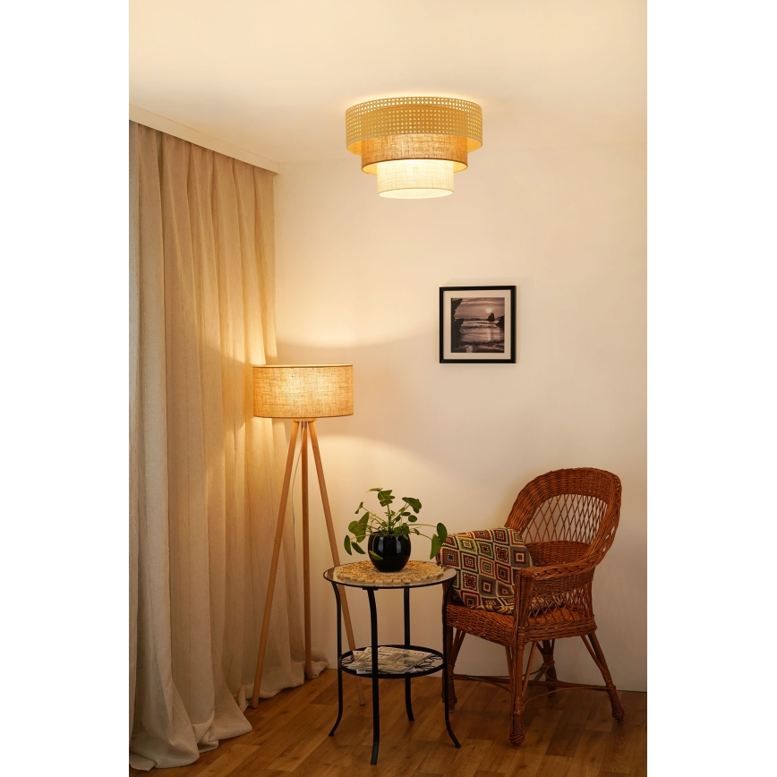 Brilagi - Stropna svetilka CEDAR LUNETA 1xE27/15W/230V pr. 45 cm bež/rjava/krem barva
