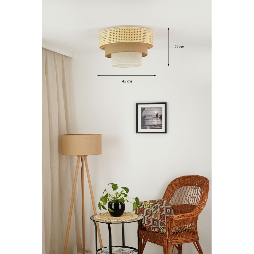 Brilagi - Stropna svetilka CEDAR LUNETA 1xE27/15W/230V pr. 45 cm bež/rjava/krem barva