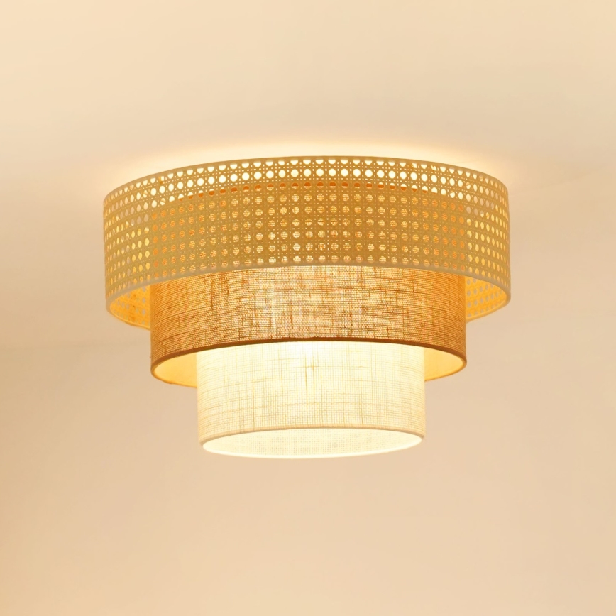 Brilagi - Stropna svetilka CEDAR LUNETA 1xE27/15W/230V pr. 45 cm bež/rjava/krem barva