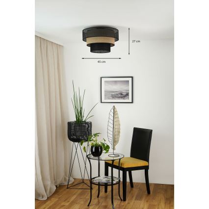 Brilagi - Stropna svetilka DAKOTA LUNETA 1xE27/15W/230V pr. 45 cm črna/bež
