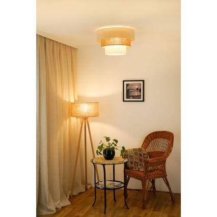 Brilagi-Stropna svetilka DENVER LUNETA 1xE27/15W/230V pr. 45 bež/rjava/krem barva