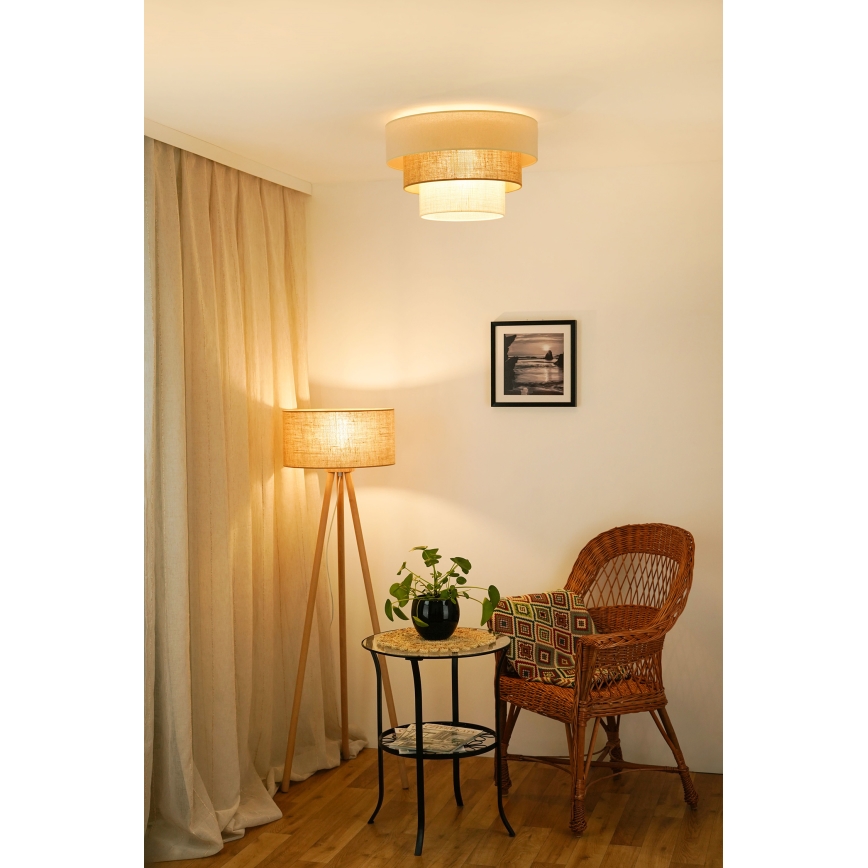 Brilagi-Stropna svetilka DENVER LUNETA 1xE27/15W/230V pr. 45 bež/rjava/krem barva