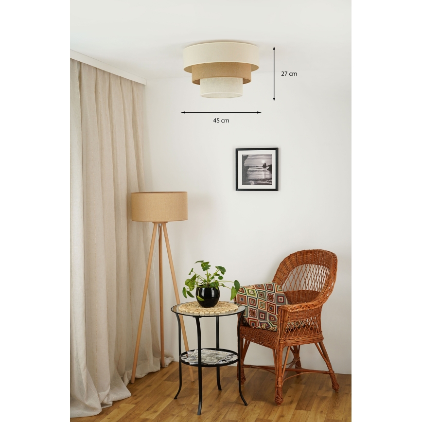 Brilagi-Stropna svetilka DENVER LUNETA 1xE27/15W/230V pr. 45 bež/rjava/krem barva