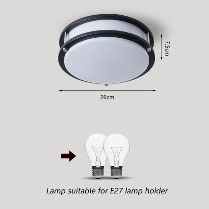 Brilagi - Stropna svetilka ELARO 2xE27/40W/230V premer 26 cm črna