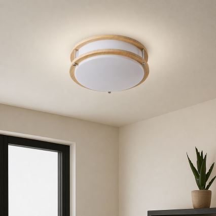 Brilagi - stropna svetilka ELARO 2xE27/40W/230V, premer 26 cm, lesni dekor