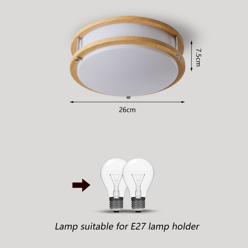 Brilagi - stropna svetilka ELARO 2xE27/40W/230V, premer 26 cm, lesni dekor